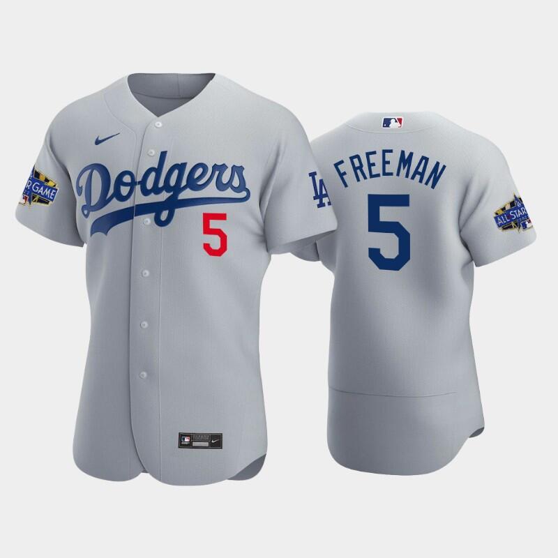 Men's Los Angeles Dodgers #5 Freddie Freeman Grey 2022-23 All-Star Game Flex Base Stitched Baseball Jersey